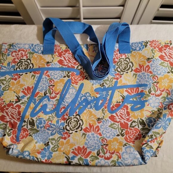 Talbots Canvas Tote Floral Bag Oversize Logo Blue - Picture 1 of 4